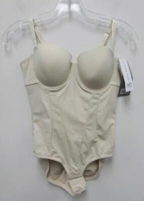 Joan Vass Women's Molded Cup Printed Bodysuit, Nude, 1X 