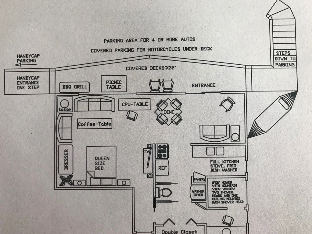  
 
 
Floor Plan of The Studio Apartment atop Catamount Gap