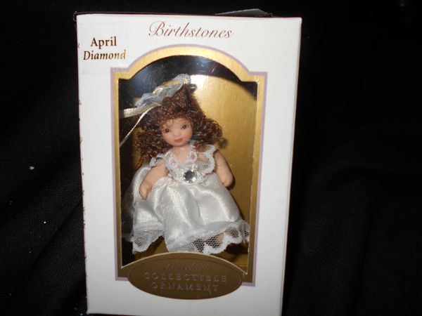 Birthstone Porcelain Doll Ornaments-April through December