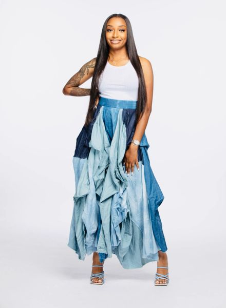 Denim Flare Maxi Skirt | Crystal's Luxe Fashions
