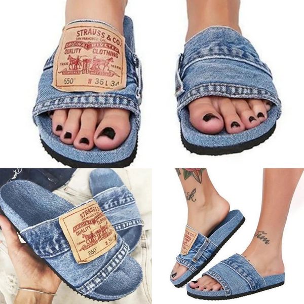 Denim slides cheap