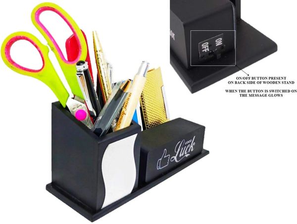 Crownlit Wooden Desk Organizer With Messages That Glow Wooden Led