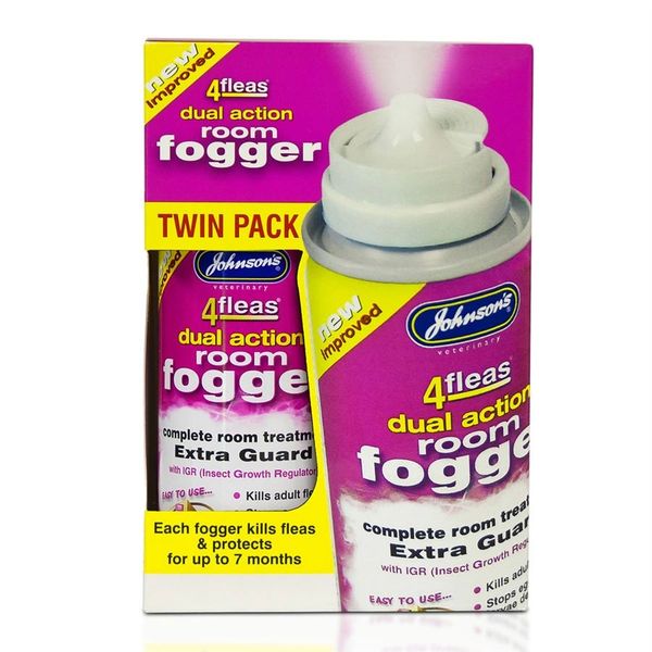 Johnsons Veterinary 4 Fleas Dual Action Room Fogger (Twin Pack)