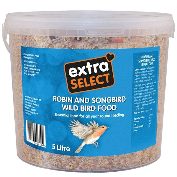 *NOT INSTORE* Extra Select Robin & Songbird Wild Bird Food Bucket 5 Litre