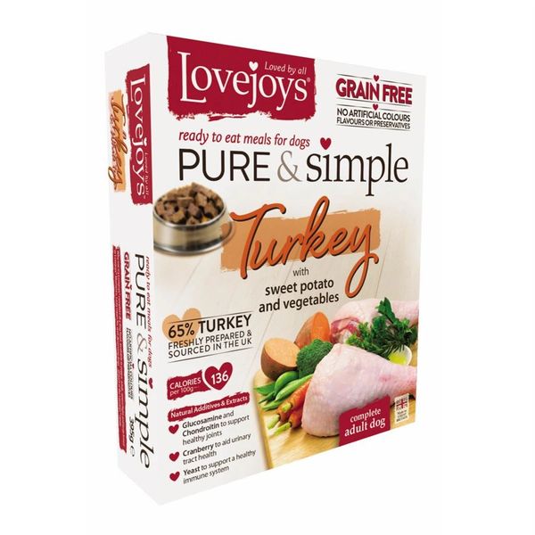 {LIB}*NOT INSTORE* Lovejoys Pure & Simple Grain Free with Turkey (10 x 395g)