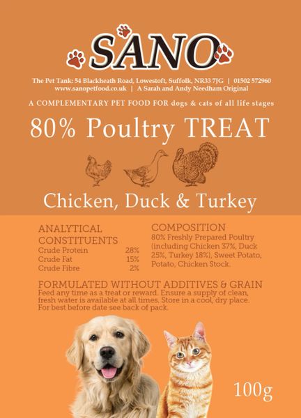 SANO 80 Poultry Treat for Cats Dogs The Pet Tank Lowestoft