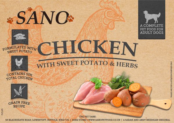 SANO Grain Free Adult Dog Chicken with Sweet Potato & Herbs