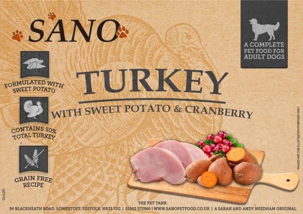 SANO Grain Free Adult Dog Turkey with Sweet Potato & Cranberry