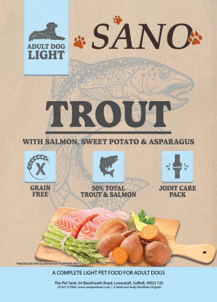 *NOT INSTORE* SANO Adult Dog Grain Free Light Trout with Salmon, Sweet Potato, & Asparagus