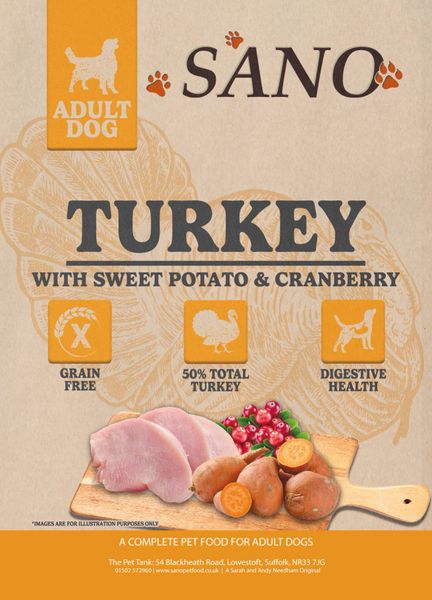 *NOT INSTORE* SANO Adult Dog Grain Free Turkey with Sweet Potato & Cranberry