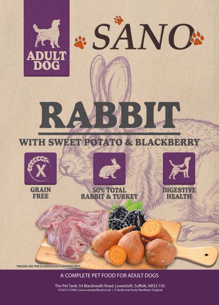*NOT INSTORE* SANO Adult Dog Grain Free Rabbit with Sweet Potato, & Blackberry