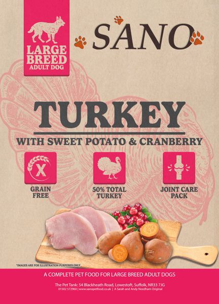 *NOT INSTORE* SANO Large Breed Grain Free Turkey with Sweet Potato, & Cranberry