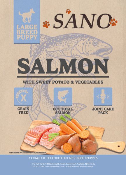 *NOT INSTORE* SANO Large Breed Puppy Grain Free Salmon with Trout, Sweet Potato, & Aspragus
