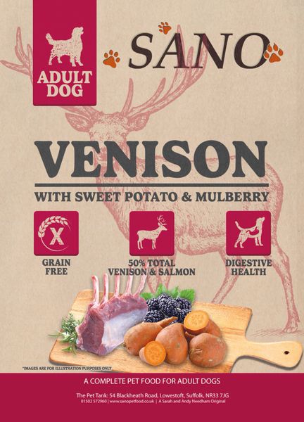 SANO Grain Free Adult Dog Venison with Sweet Potato & Mulberry