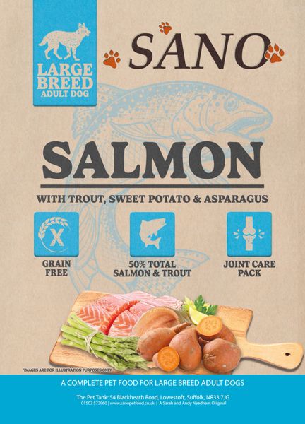 SANO Large Breed Adult Dog Salmon with Trout, Sweet Potato, & Asparagus