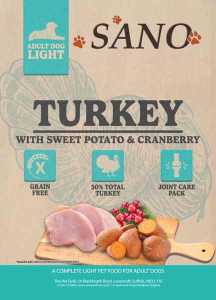 SANO Grain Free Adult Dog Light Turkey with Sweet Potato & Cranberry