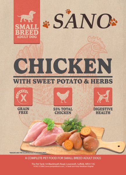 SANO Grain Free Small Breed Adult Dog Chicken with Sweet Potato & Herbs