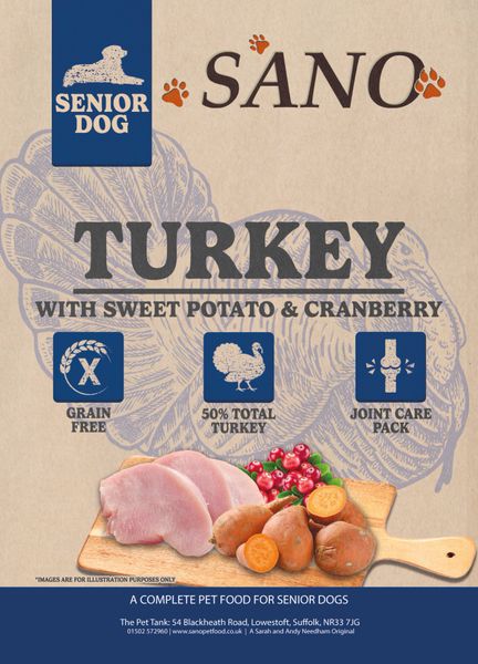 SANO Grain Free Senior Dog Turkey with Sweet Potato & Cranberry