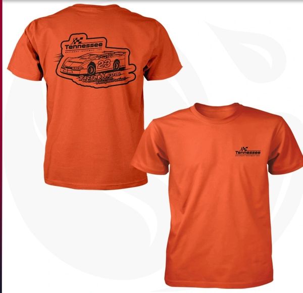 Orange and black Late model