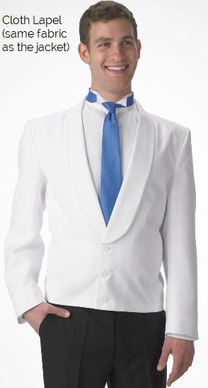 Mens White Eton Jacket with Cloth Lapel, Hi Visibility Jackets, Dickies, Ogio Bags, Suits