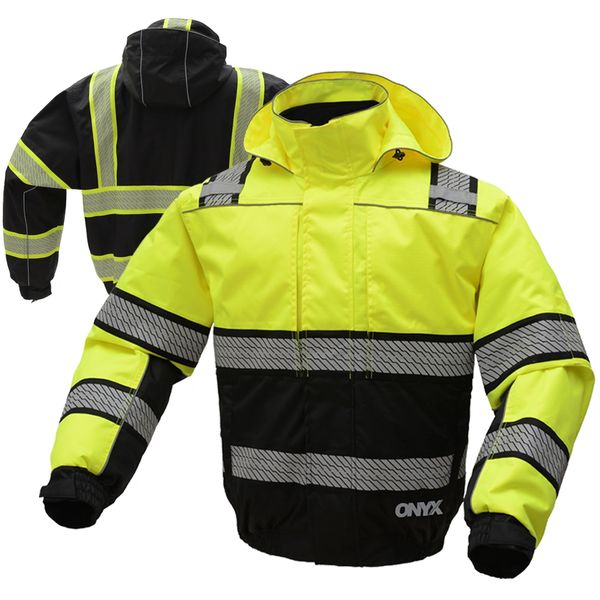 ONYX Class 3 ANSI ISEA 3 IN 1 Ripstop Winter Bomber Jacket Hi Visibility Jackets Dickies Ogio Bags Suits Carhartt