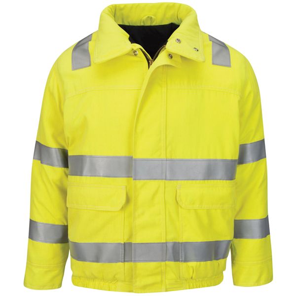 Bulwark FR [JMJ4HV] Hi Vis Lined Bomber Jacket with Reflective Tr | Hi ...