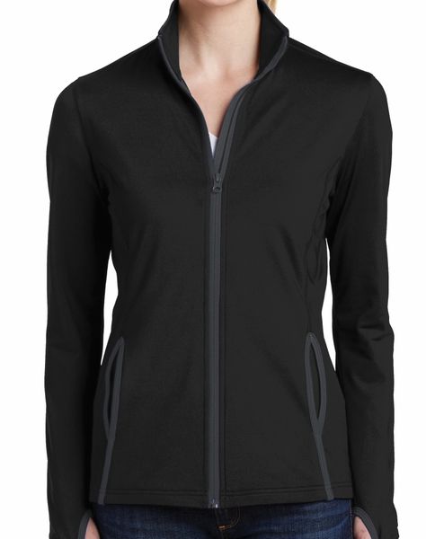 Sport-Tek Ladies Sport-Wick Stretch Full-Zip Jacket XS Black at  Women's  Clothing store