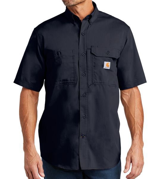 Embroidered Carhartt Men's Dark Khaki Force Solid Short-Sleeve Shirt