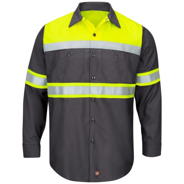 Hi Visibility LS Colorblock Ripstop Work Shirt - Red Kap - SY70YC | Hi ...