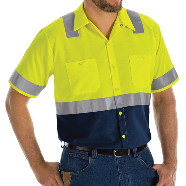 Short Sleeve Hi-Visibility Work Shirt Class 2 Red Kap - SY24YN | Hi ...