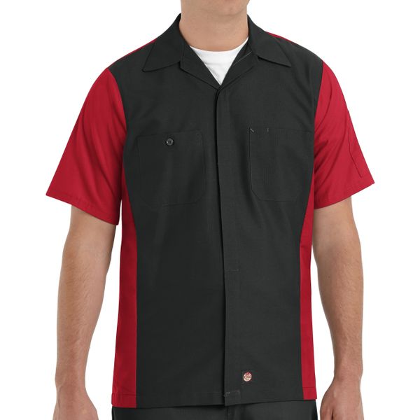 Red Kap SY20 Short Sleeve Ripstop Crew Shirt. Hi Visibility