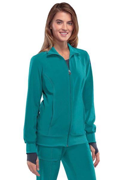 Cherokee 2391A Teal Blue. Zip Front Jacket. Live Chat for