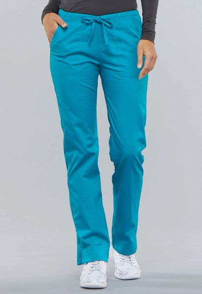 Cherokee Workwear #4203P-Teal Blue. Mid Rise Straight Leg Drawstring ...