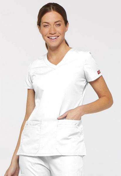 Dickies #85906-White. V-Neck Top. Live Chat for Discount Codes | Hi ...