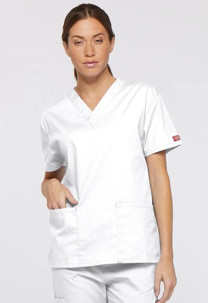 Dickies #86706-White. V-Neck Top. Live Chat for Discount Codes | Hi ...