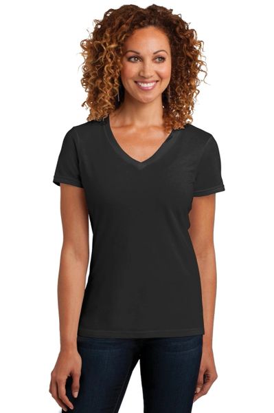 Perfect Blend® V-Neck Tee by District Made® ( DM1190L ) | Hi Visibility ...