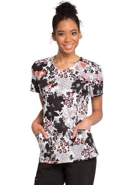 Cherokee #CK609-Wild Floral. Round Neck Top. Live Chat for Discount ...