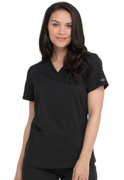 Dickies #DK870-Black. V-Neck Top With Rib Knit Panels. Live Chat for ...
