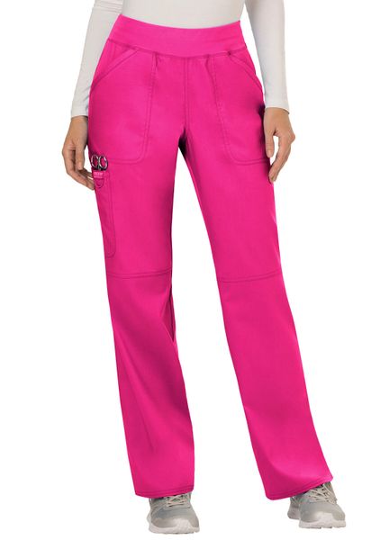Cherokee Workwear #WW110P-Electric Pink. Mid Rise Straight Leg Pull-on ...
