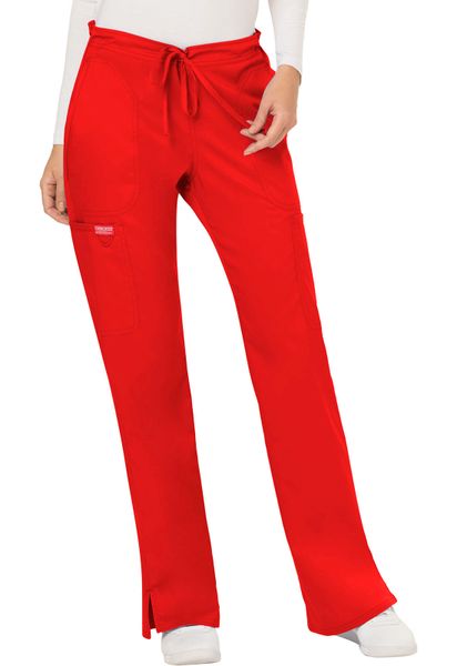 Cherokee Workwear #WW120-Red. Mid Rise Moderate Flare Drawstring Pant ...