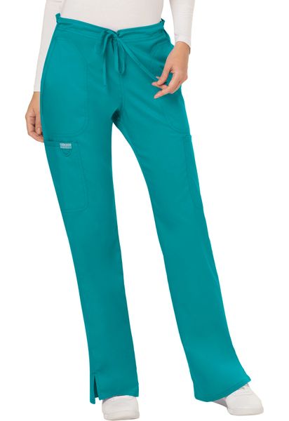 Cherokee Workwear #WW120-Teal Blue. Mid Rise Moderate Flare Drawstring ...