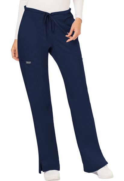 Cherokee Workwear #WW120T-Navy. Mid Rise Moderate Flare Drawstring Pant ...