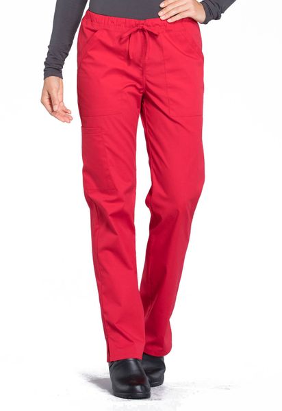 Cherokee Workwear #WW160-Red. Mid Rise Straight Leg Drawstring Pant ...