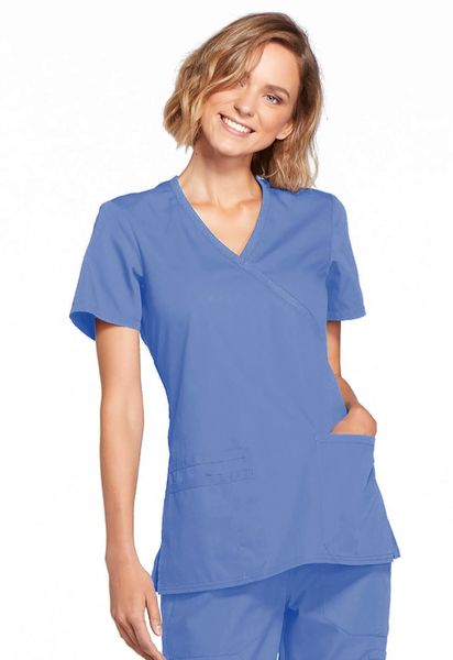 Cherokee Workwear #WW650-Ciel. Mock Wrap Top. Live Chat for Discount ...