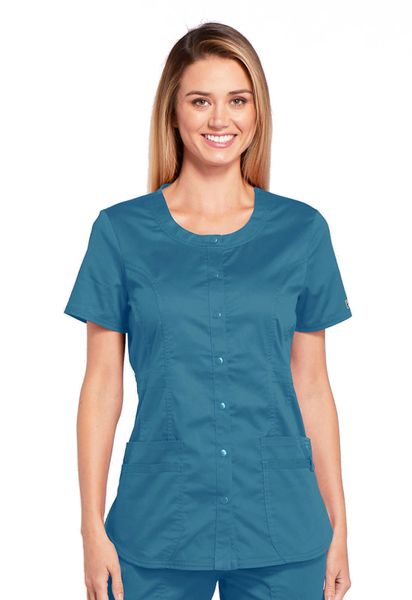 Cherokee Workwear #WW683-Caribbean Blue. Round Neck Top. Live Chat for ...