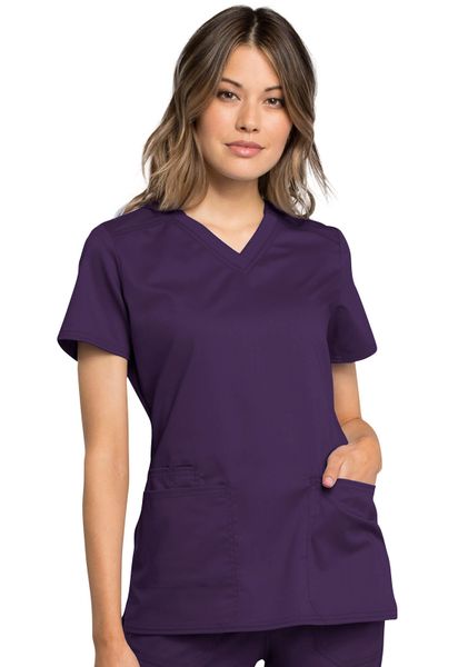 Cherokee Workwear #WW770AB-Eggplant. V-Neck Top. Live Chat for Discount ...