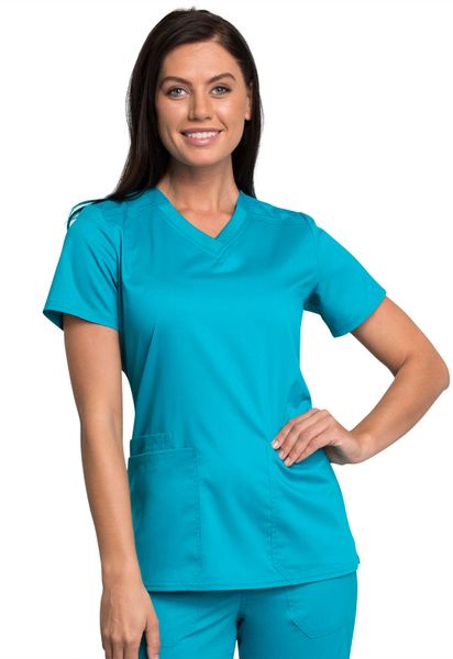 Cherokee Workwear #WW770AB-Teal Blue. V-Neck Top. Live Chat for ...