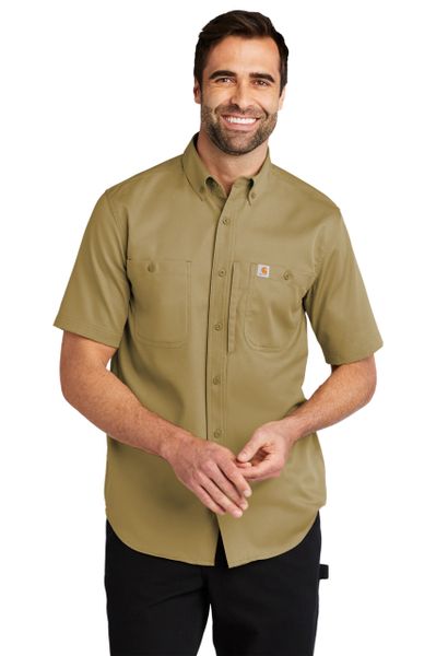 Carhartt Men's Navy Rugged Flex Rigby Short Sleeve Work Shirt