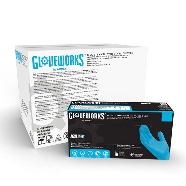 Gloveworks Blue Vinyl Disposable Gloves