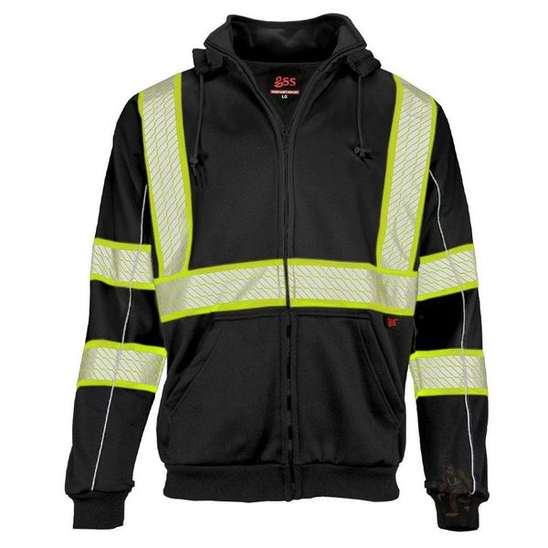 GSS Safety [7511/7513] Black Hi Vis ONYX Full Zip Heavyweight Hoodie  Sweatshirt. Live Chat for Bulk Discounts